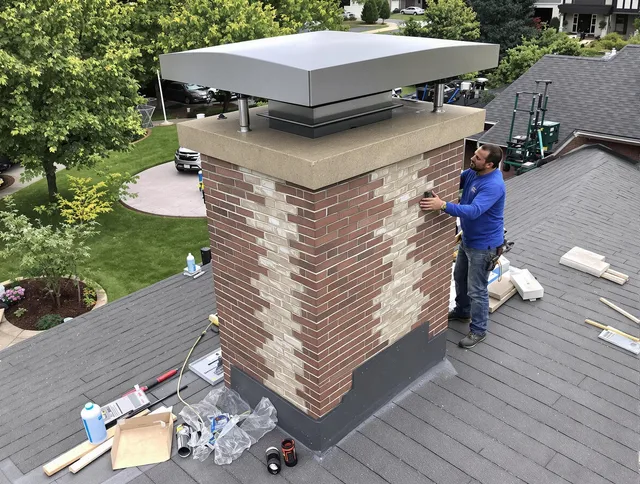 Ansonia Chimney Sweep team working on a custom chimney remodel in Ansonia, CT