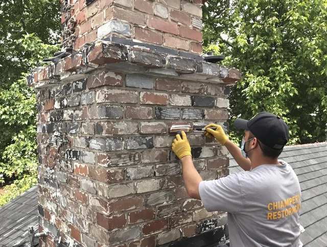 In-progress chimney restoration by Ansonia Chimney Sweep in Ansonia, CT